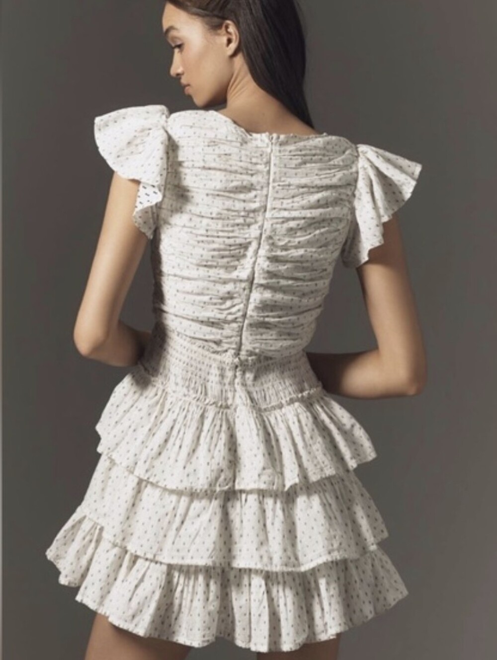 Anthropologie White Tiered Ruffle Mini Dress 21 Ptp